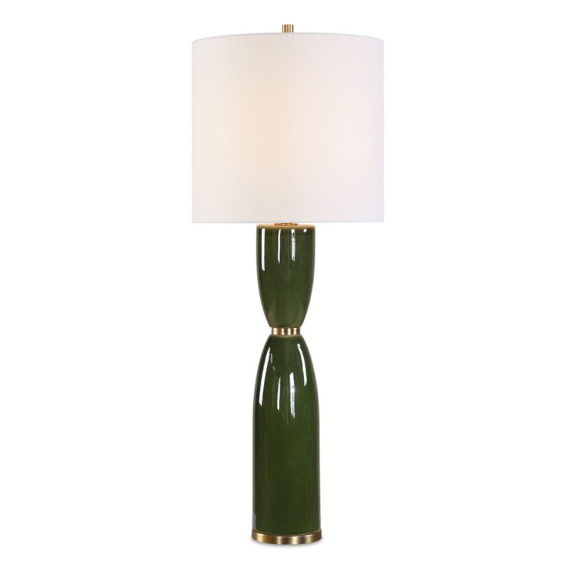 Nacua Deep Green Ceramic Table Lamp by Uttermost on a white background