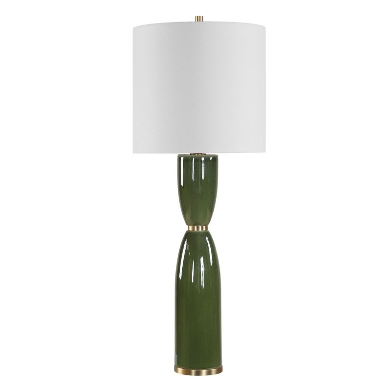 Side profile of the Nacua Deep Green Ceramic Table Lamp by Uttermost