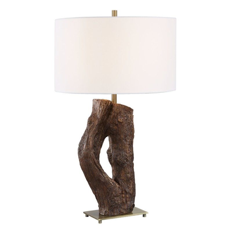 Detail view of the Namath Antique Brass Textured Table Lamp finish and construction image 9