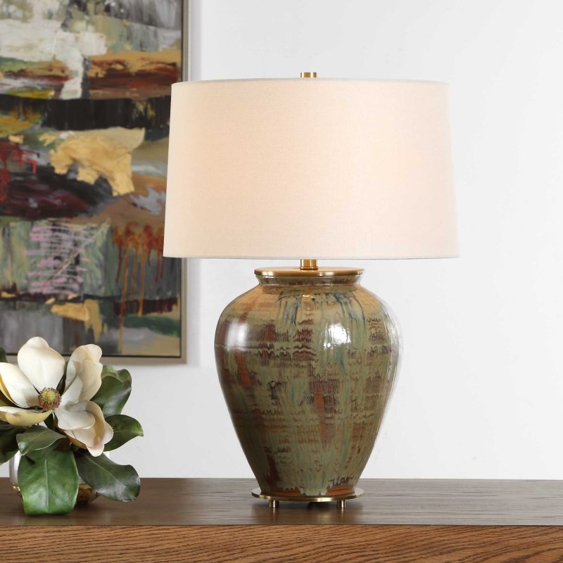 Olisa Brown Green Table Lamp - Table Lamps