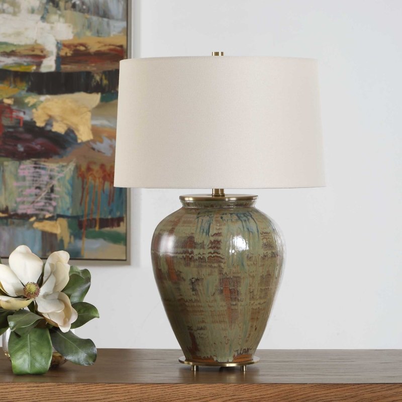 Olisa Brown Green Table Lamp - Table Lamps