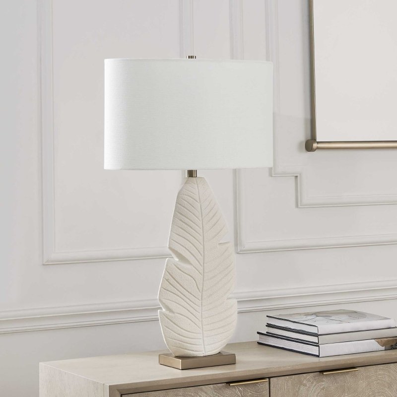 Palm Leaf White Table Lamp - Table Lamps