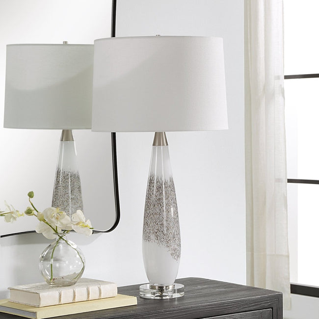 Quinn White & Silver Table Lamp - Uttermost - Table Lamps by Modest Hut