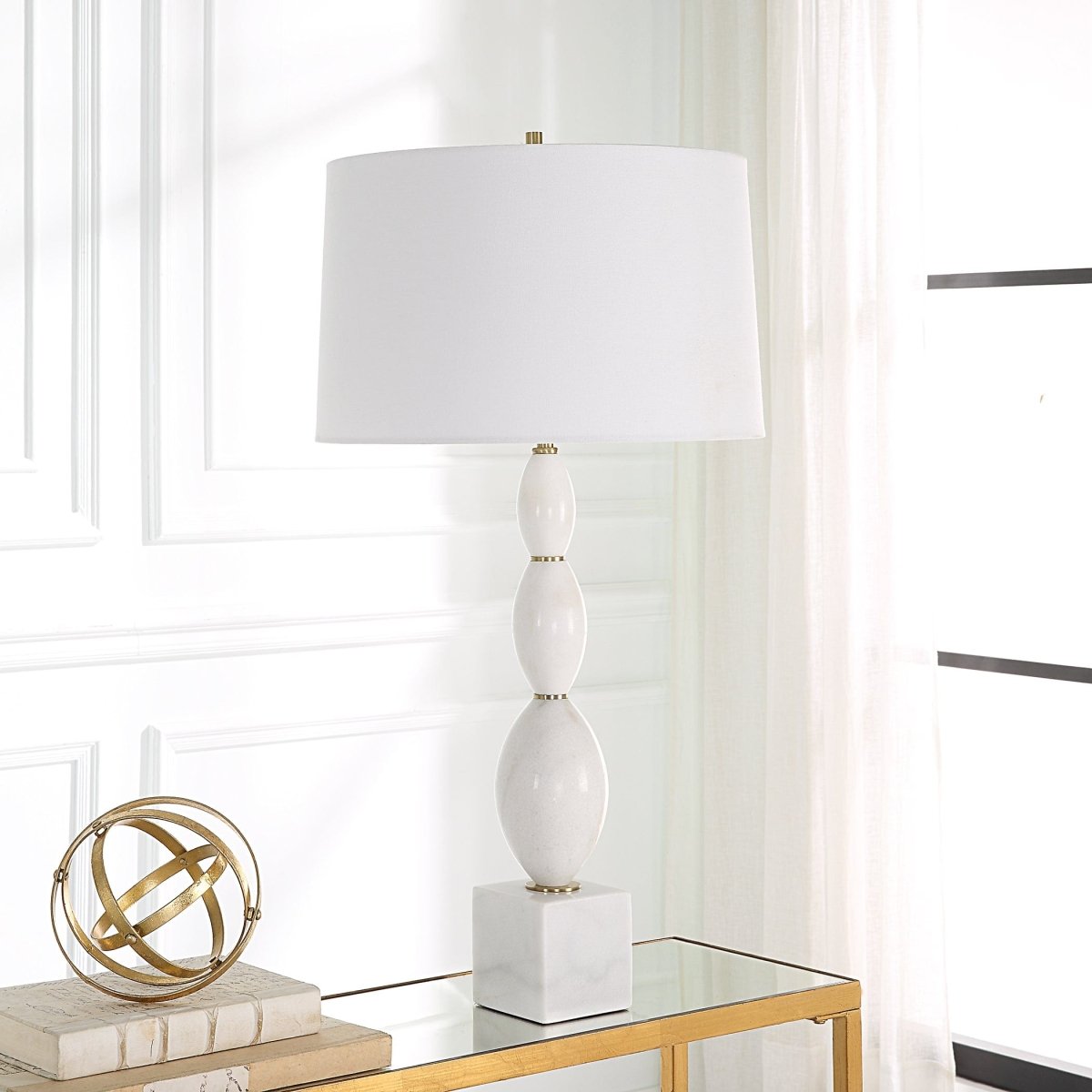 Regalia White Marble Table Lamp - Uttermost - Table Lamps by Modest Hut