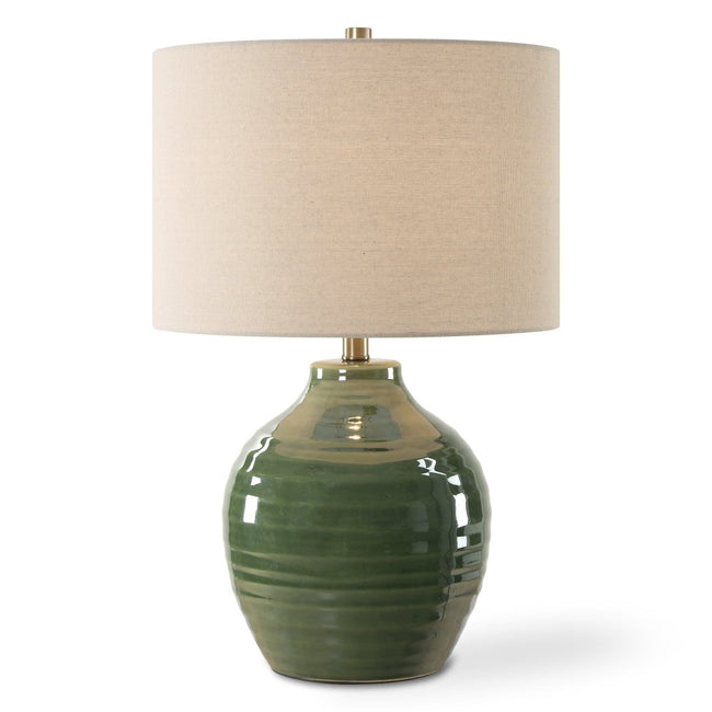 Rich Moss Green Glazed Ceramic Lamp - Uttermost - Table Lamps by Modest Hut