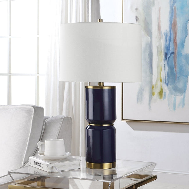 Royal Blue Ceramic Table Lamp with Gold Accents - Uttermost - Table Lamps by Modest Hut
