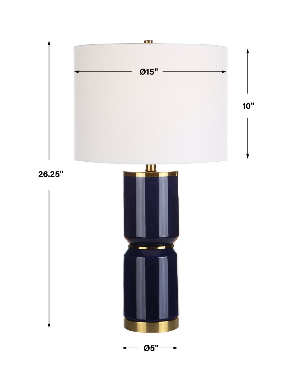 Royal Blue Ceramic Table Lamp with Gold Accents - Uttermost - Table Lamps by Modest Hut