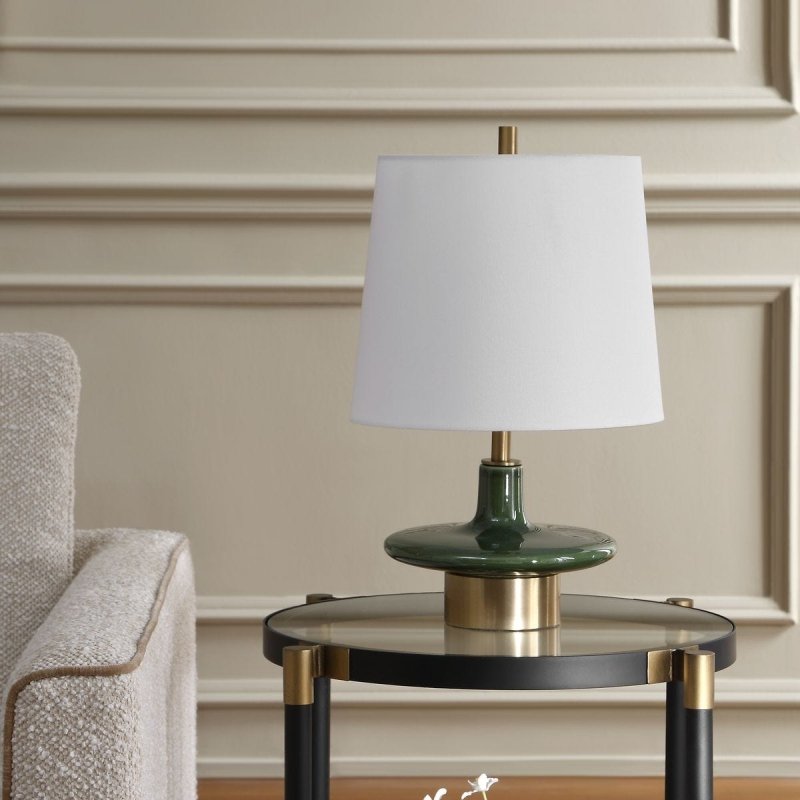 Alternate angle of the Sieler Moss Green Ceramic Table Lamp by Uttermost