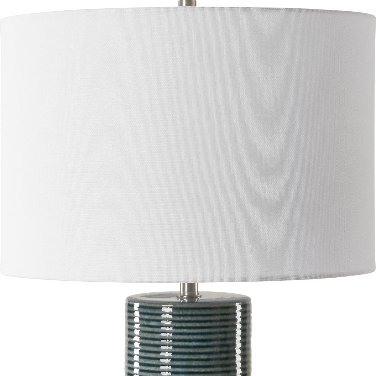 Teal Ceramic Table Lamp with Ribbed Texture - Uttermost - Table Lamps by Modest Hut