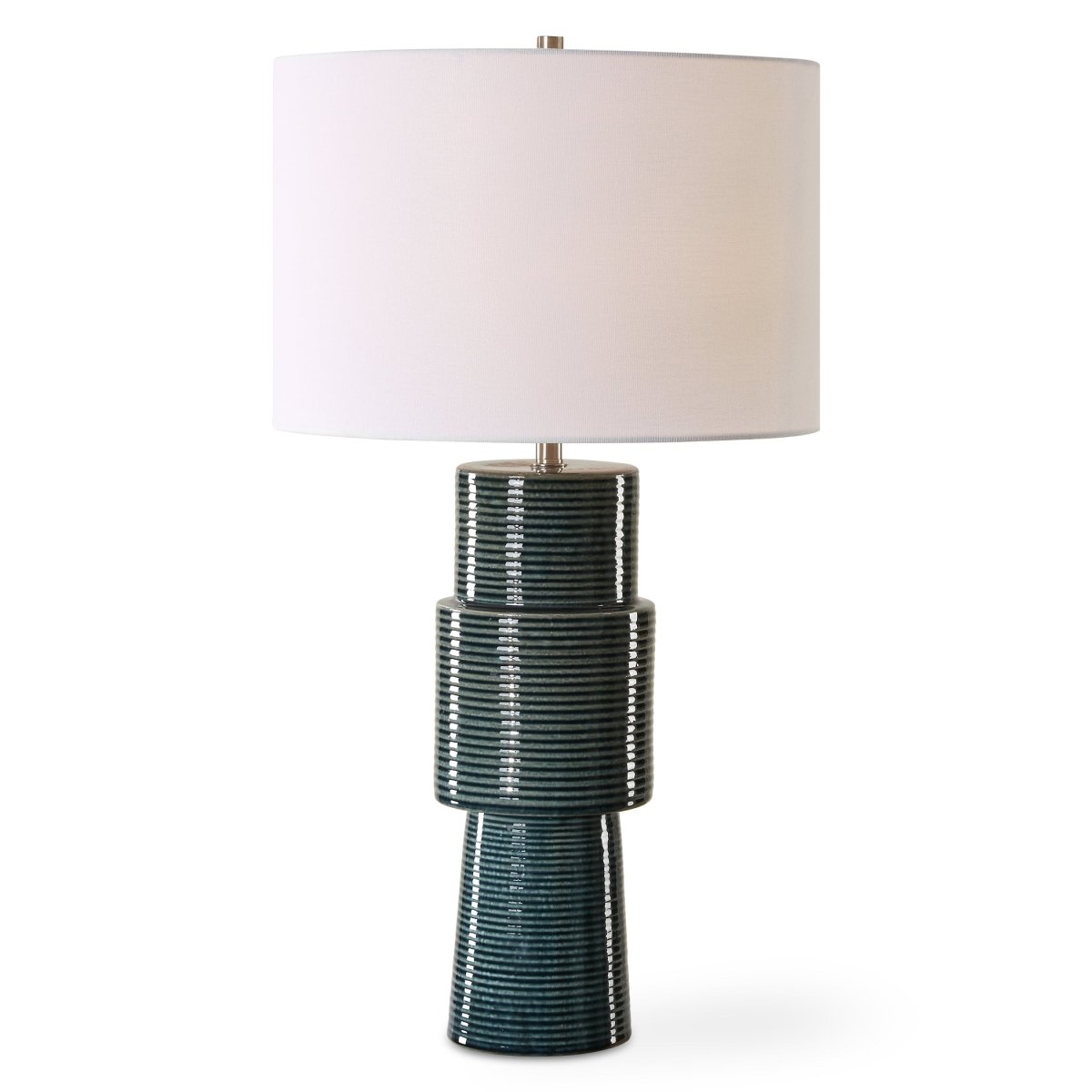 Teal Ceramic Table Lamp with Ribbed Texture - Uttermost - Table Lamps by Modest Hut