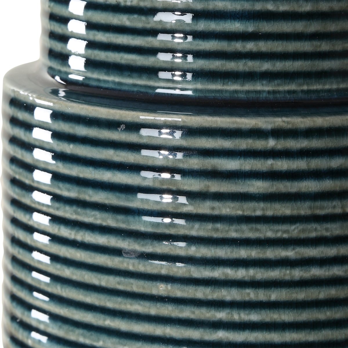 Teal Ceramic Table Lamp with Ribbed Texture - Uttermost - Table Lamps by Modest Hut