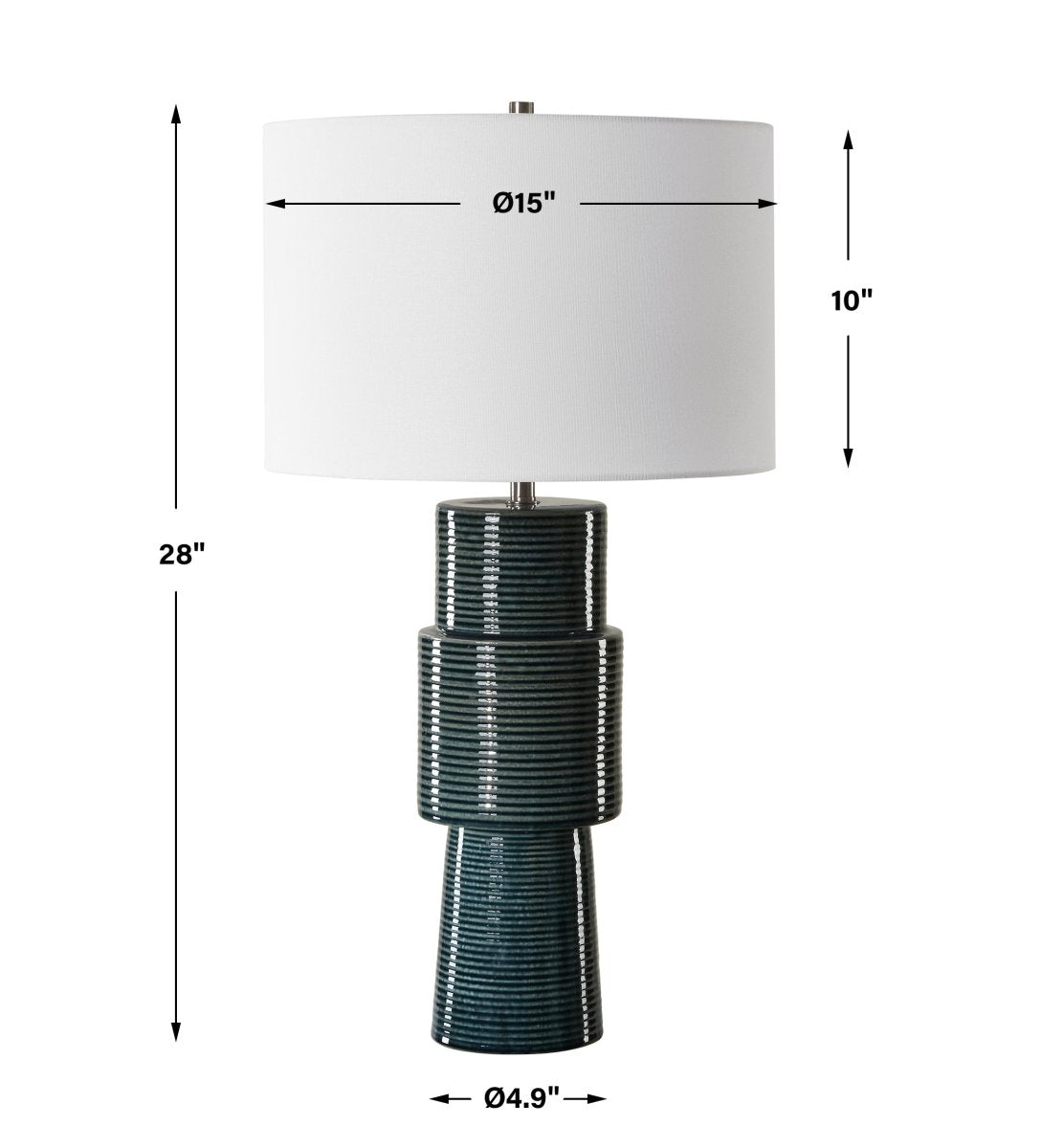 Teal Ceramic Table Lamp with Ribbed Texture - Uttermost - Table Lamps by Modest Hut