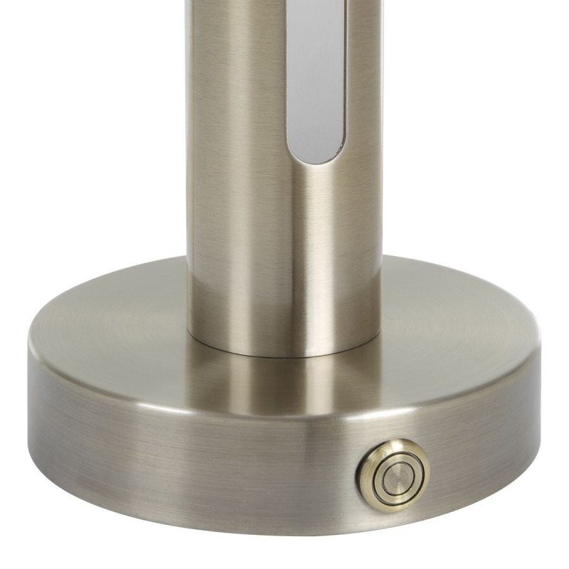 Detail view of the Tron Brass Frosted Acrylic Rechargeable Lamp finish and construction image 6