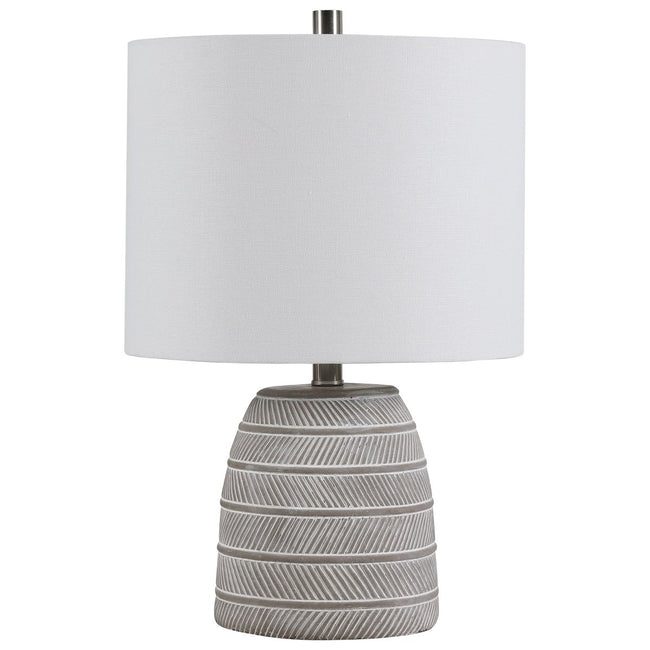 White Etched Concrete Table Lamp - Uttermost - Table Lamps by Modest Hut