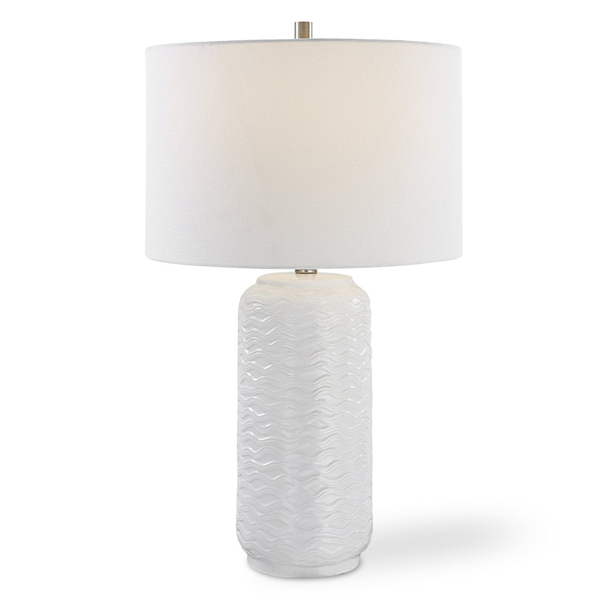 White Wavy Texture Ceramic Table Lamp - Uttermost - Table Lamps by Modest Hut