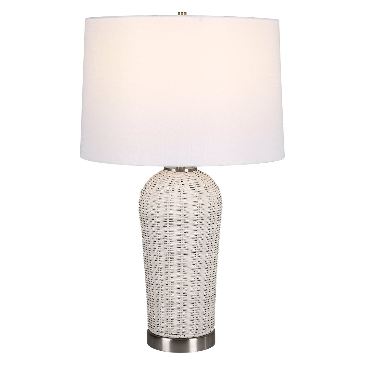 Woven Rattan Table Lamp with Brushed Nickel - Uttermost - Table Lamps by Modest Hut