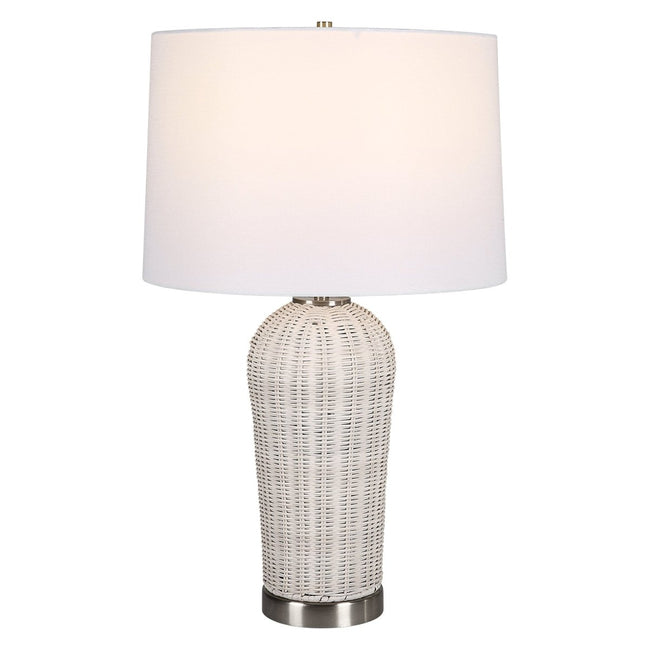 Woven Rattan Table Lamp with Brushed Nickel - Uttermost - Table Lamps by Modest Hut
