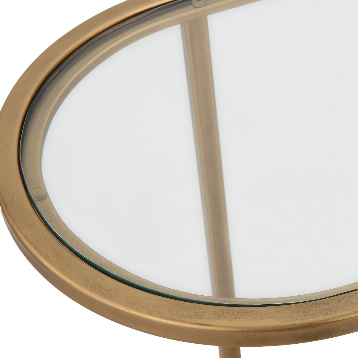 Antique Brushed Brass Oval Nesting Tables with Glass Tops - Uttermost - Tables by Modest Hut