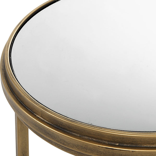 Antique Brushed Gold Iron Nesting Tables with Mirror Tops - Uttermost - Tables by Modest Hut
