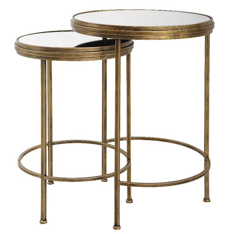 Antique Brushed Iron Nesting Table - Set of 2 - Uttermost - Tables by Modest Hut