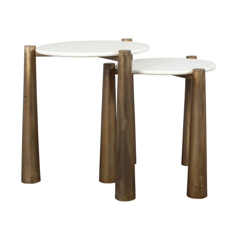 Claridge White Marble Nesting Tables Set/2 - Tables
