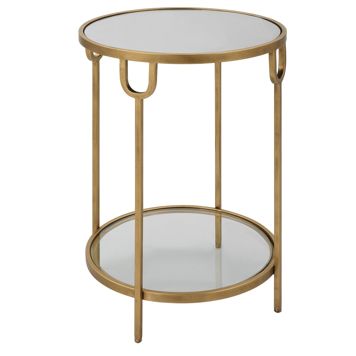 Gold Two - Tier Side Table with Mirror - Uttermost - Tables by Modest Hut