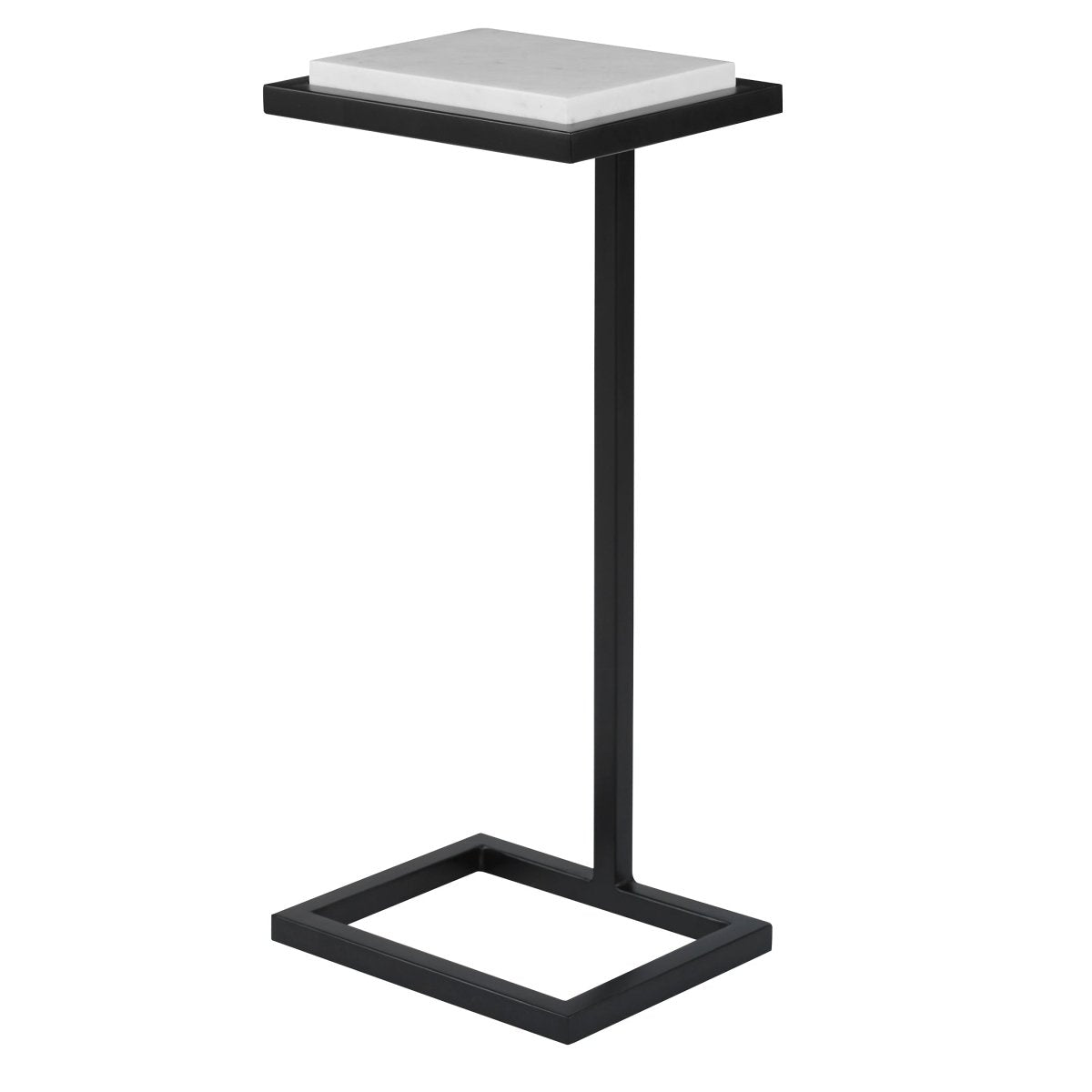 Satin Black Martini Table with White Polished Marble - Uttermost - Tables by Modest Hut
