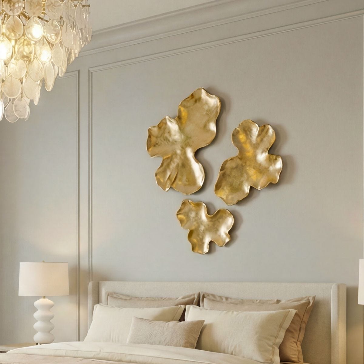 Detail view of the Lumina Antique Gold Resin Wall Decor S/3