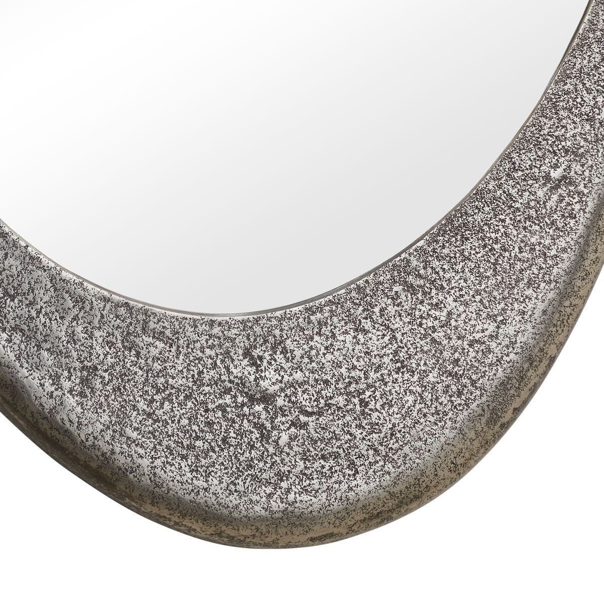 Detail view of the Schiller Antique Nickel Oval Wall Mirror