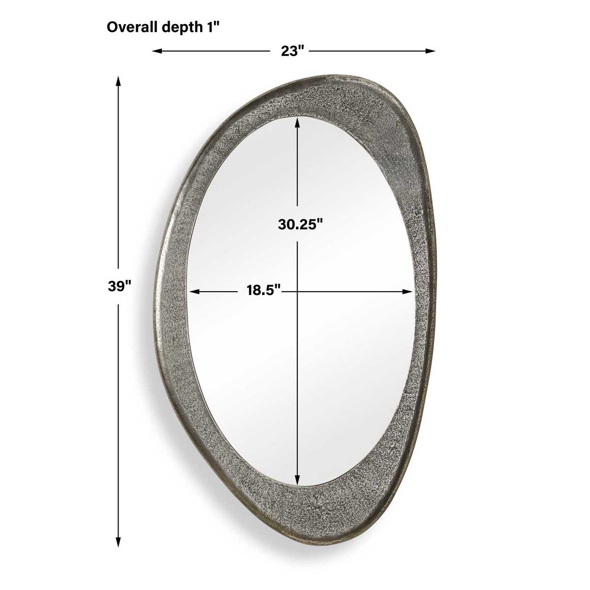 Dimension guide for the Schiller Antique Nickel Oval Wall Mirror oval mirror