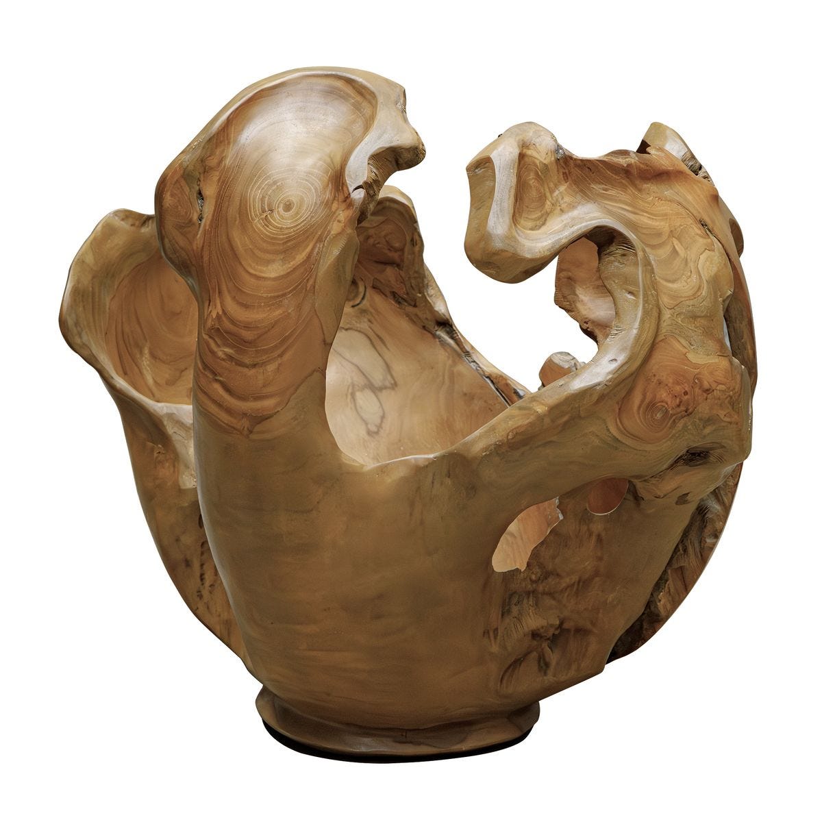 Side view of the Arbor Crest Teak Indoor-Outdoor Decorative Bowl by Uttermost