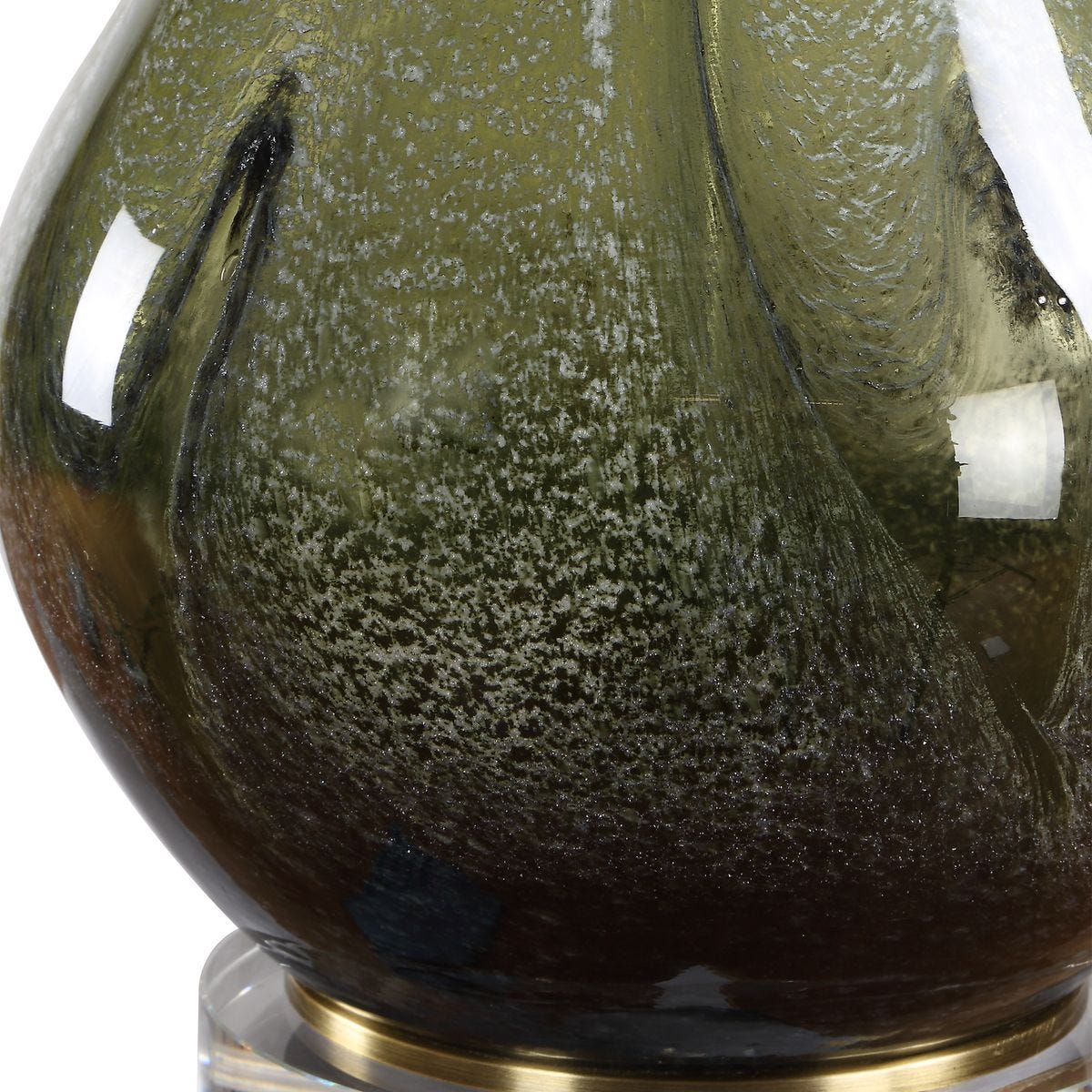 Side view of the Marist Green Art Glass Table Lamp by Uttermost