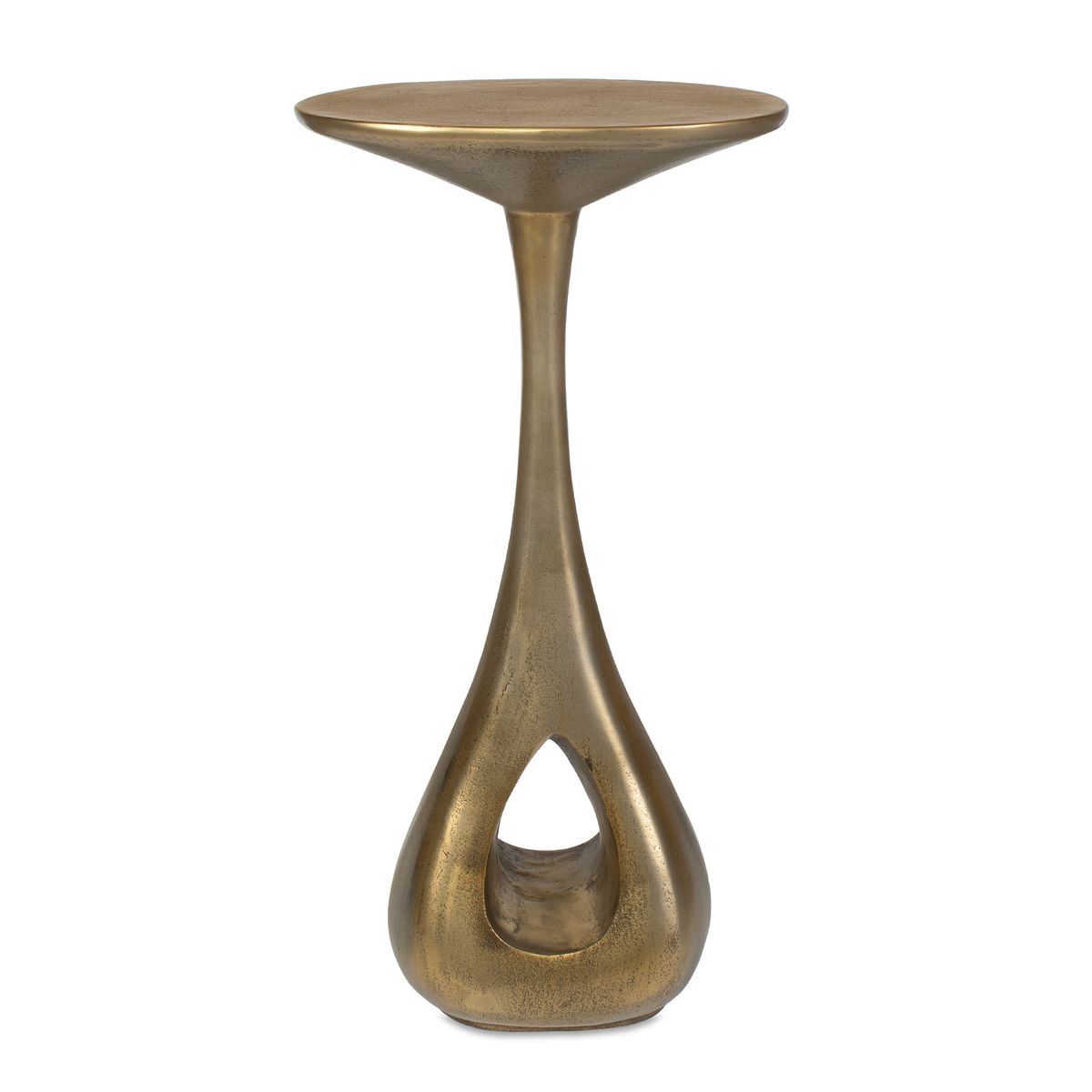 Alternate angle of the Tolstoy Antique Brass Indoor-Outdoor Accent Table by Uttermost