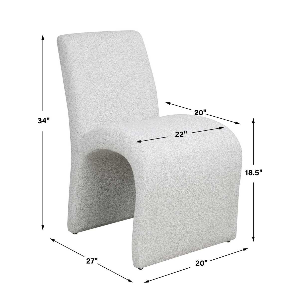 Dimension guide for the Valentin Beige Boucle Sculptural Dining Chair dining chair