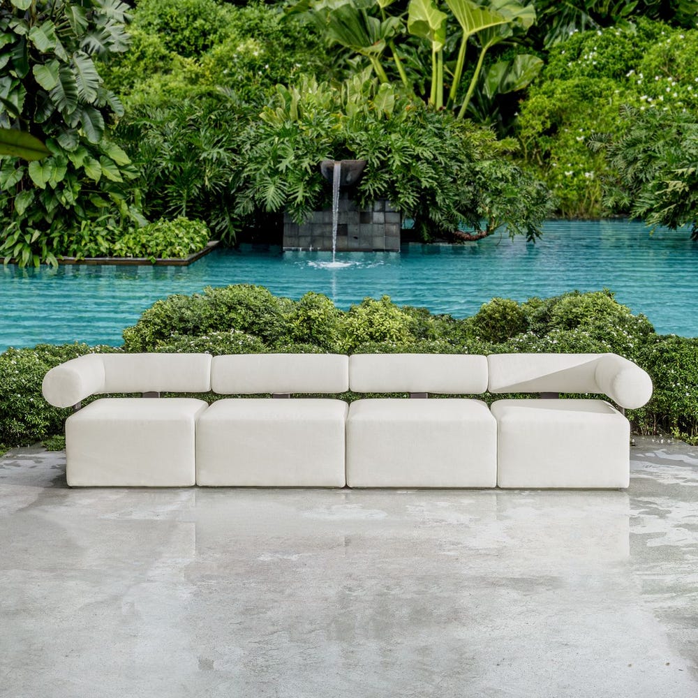 Bolster Back Outdoor Armless Sofa - Uttermost - by Modest Hut