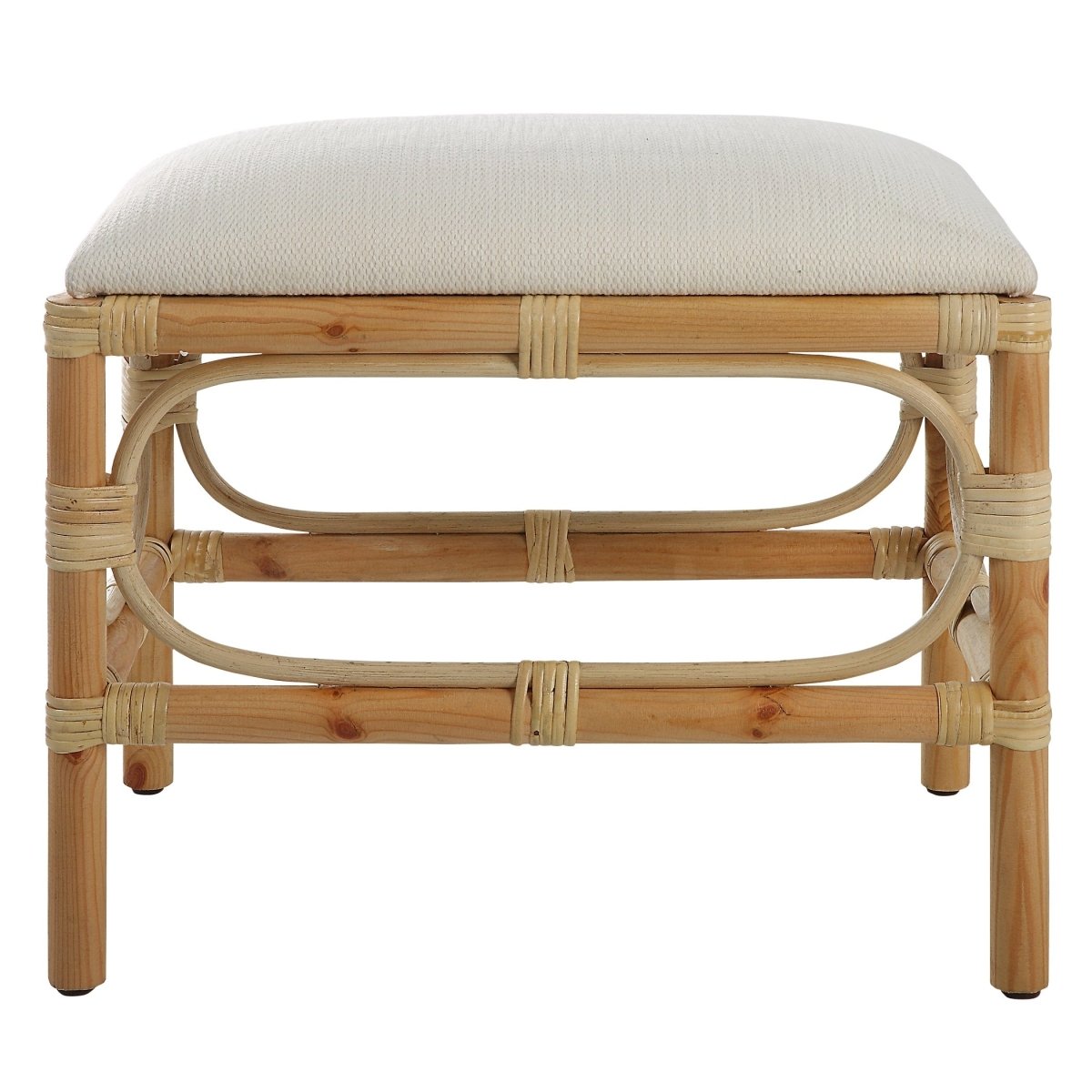 Laguna Small White Bench - Uttermost - Vanity Benches by Modest Hut