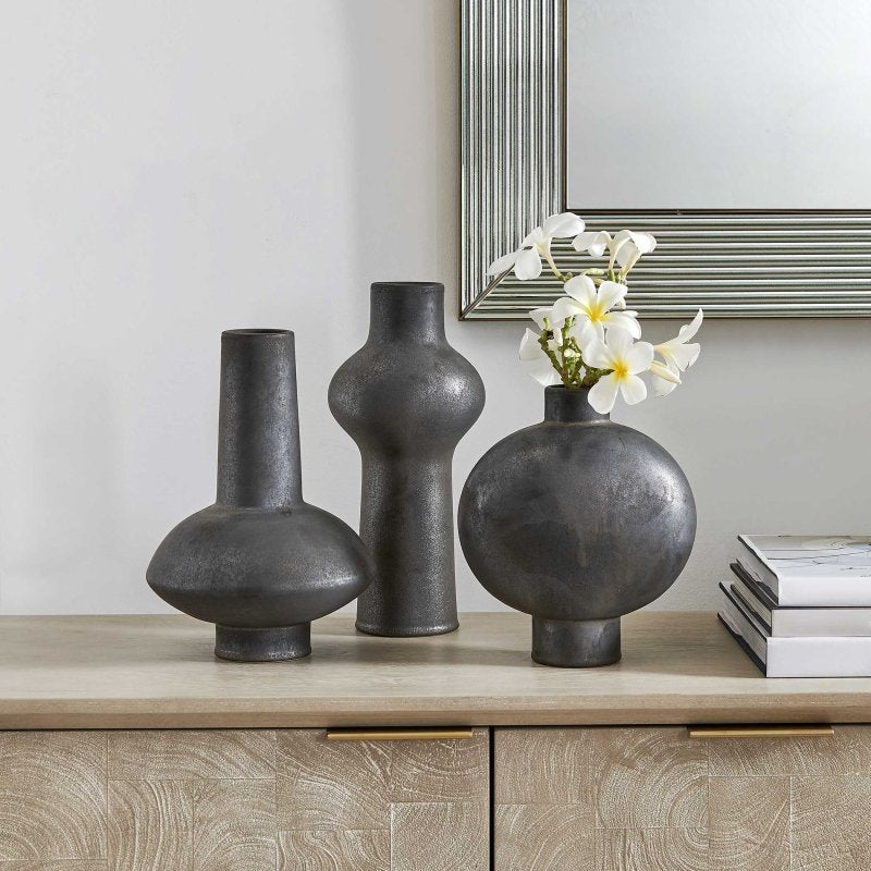 Charcoal Bloom Indoor-Outdoor Vases Set/3 - Vases