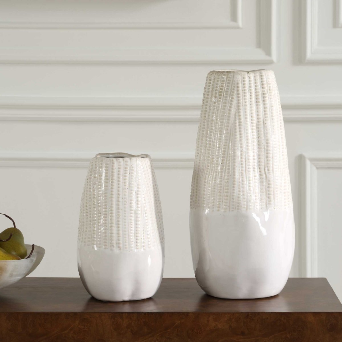 Echo Ridge White Vases Set/2 - Uttermost - Vases by Modest Hut