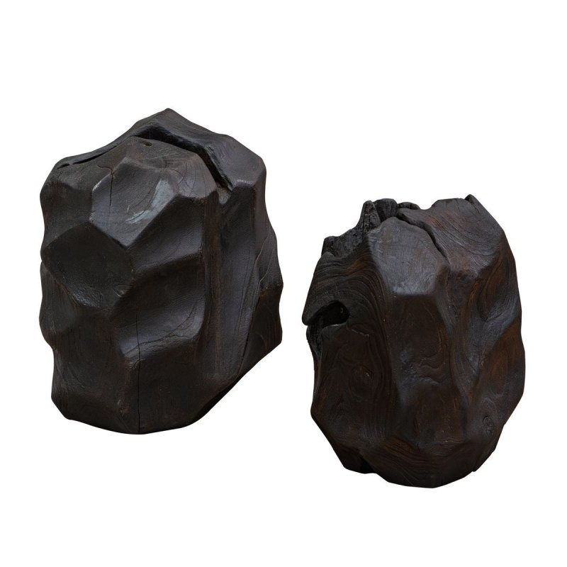 Detail view of the Ember Root Burnt Black Teak Vessels S/2 finish and construction image 5
