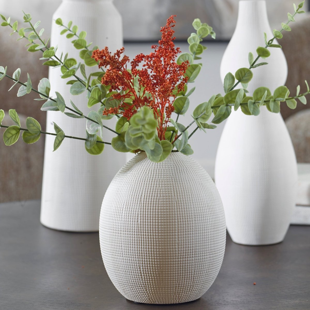Forma White Ceramic Vases, Set/3 - Uttermost - Vases by Modest Hut