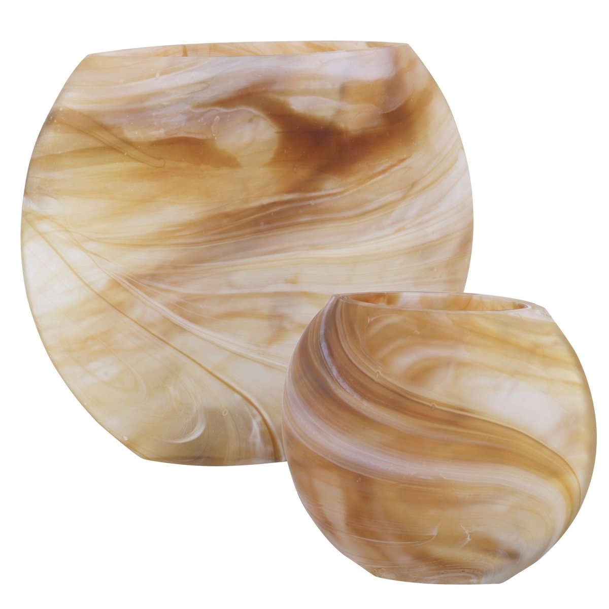 Fusion Swirled Caramel & Ivory Vases, Set/2 - Uttermost - Vases by Modest Hut