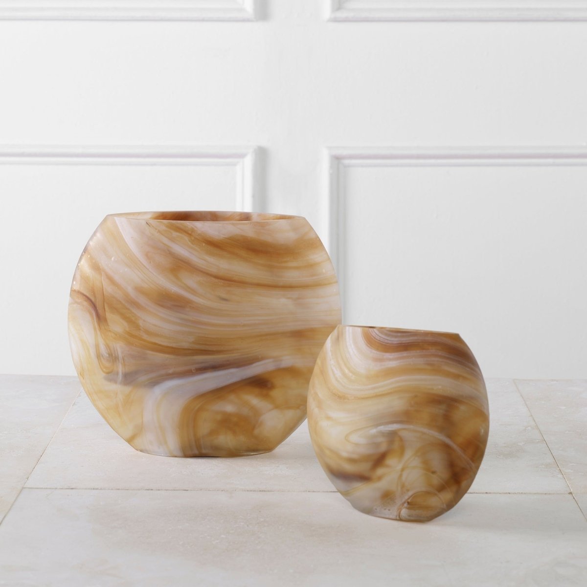 Fusion Swirled Caramel & Ivory Vases, Set/2 - Uttermost - Vases by Modest Hut