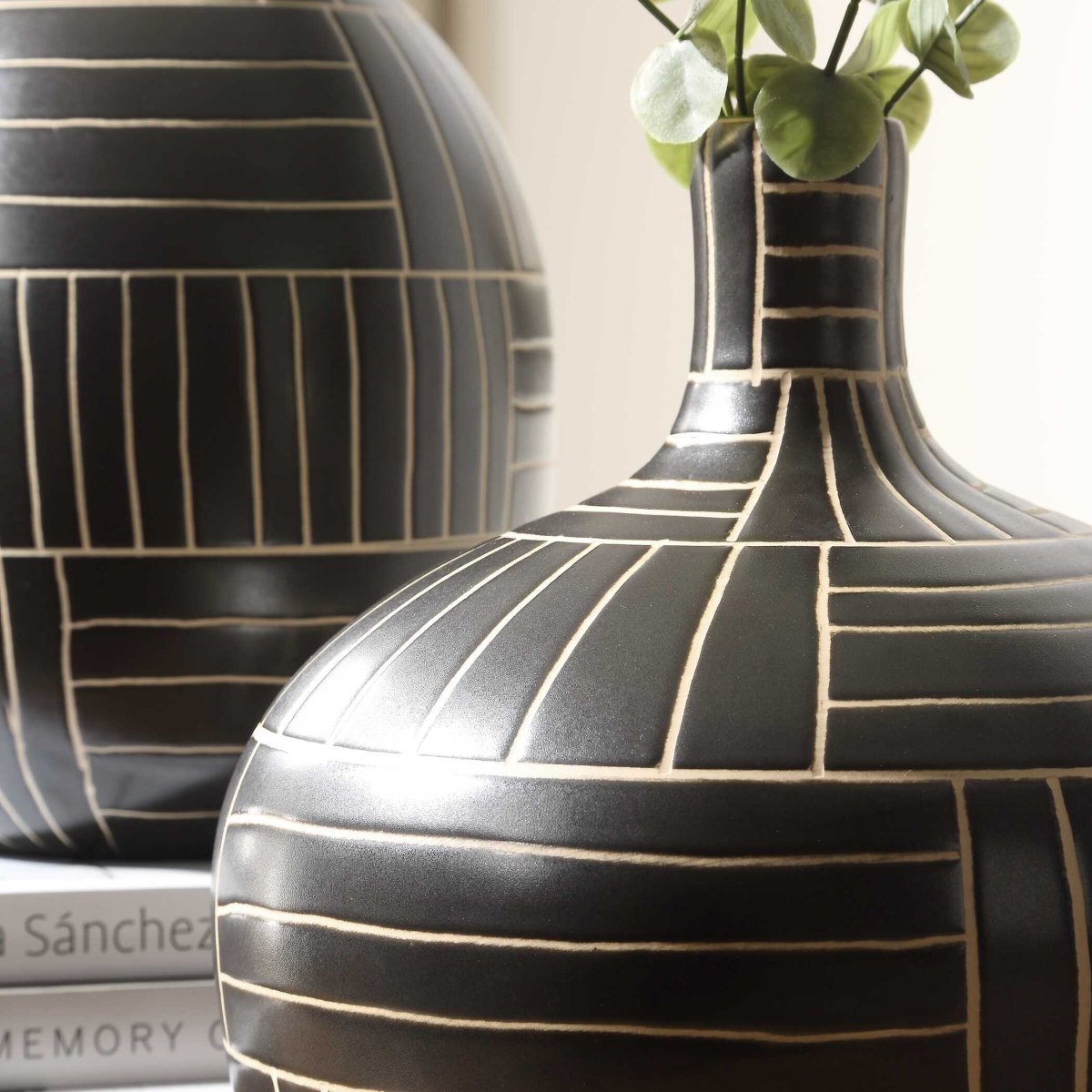Graphite Stride Geometric Vases Set/2 - Uttermost - Vases by Modest Hut