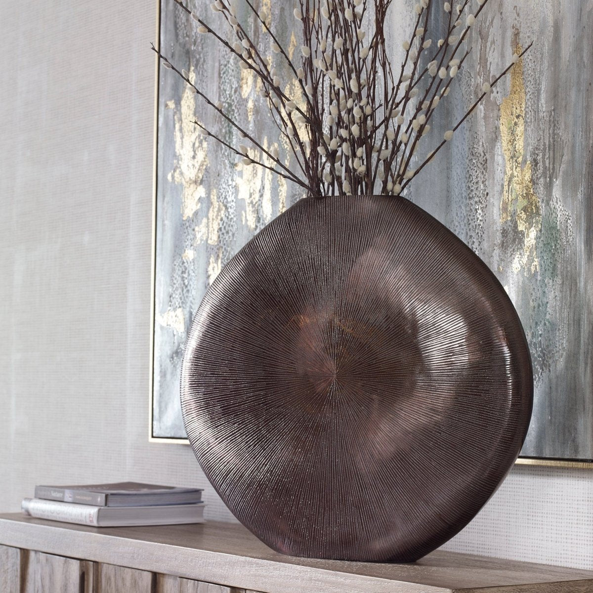 Gretchen Black Nickel Vase - Uttermost - Vases by Modest Hut