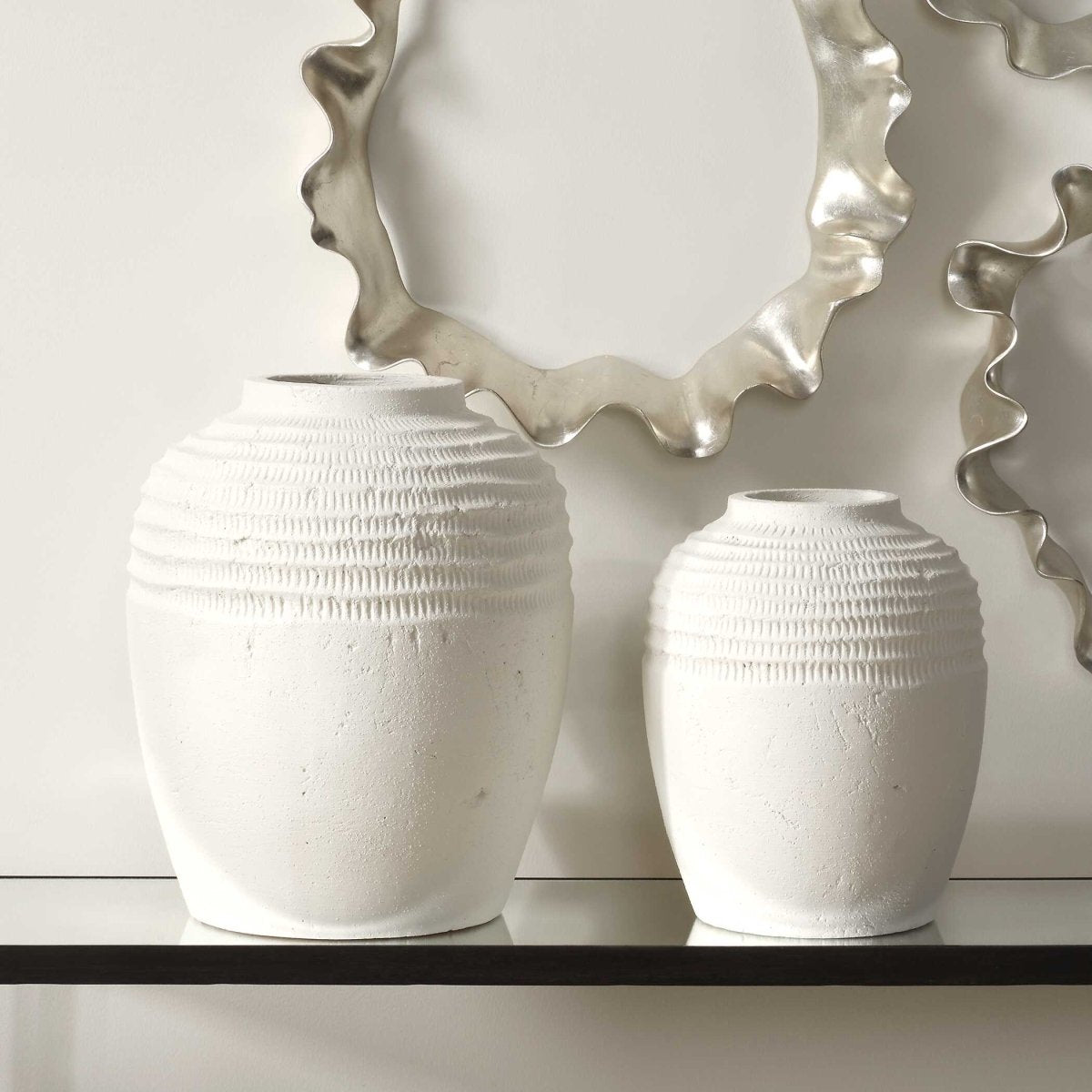 Luna Ridge White Ceramic Vases Set/2 - Uttermost - Vases by Modest Hut
