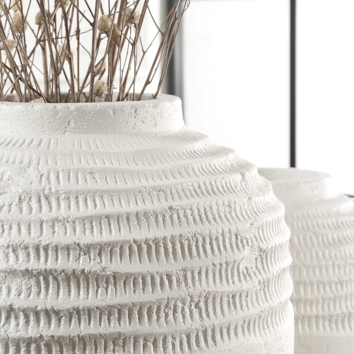 Luna Ridge White Ceramic Vases Set/2 - Uttermost - Vases by Modest Hut