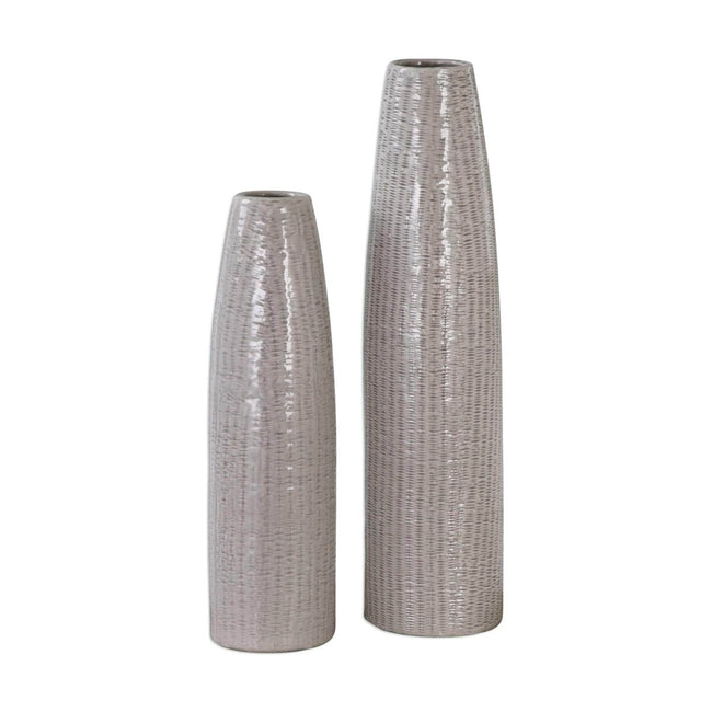 Tall Taupe Sara Vases (S/2) - Uttermost - Vases by Modest Hut