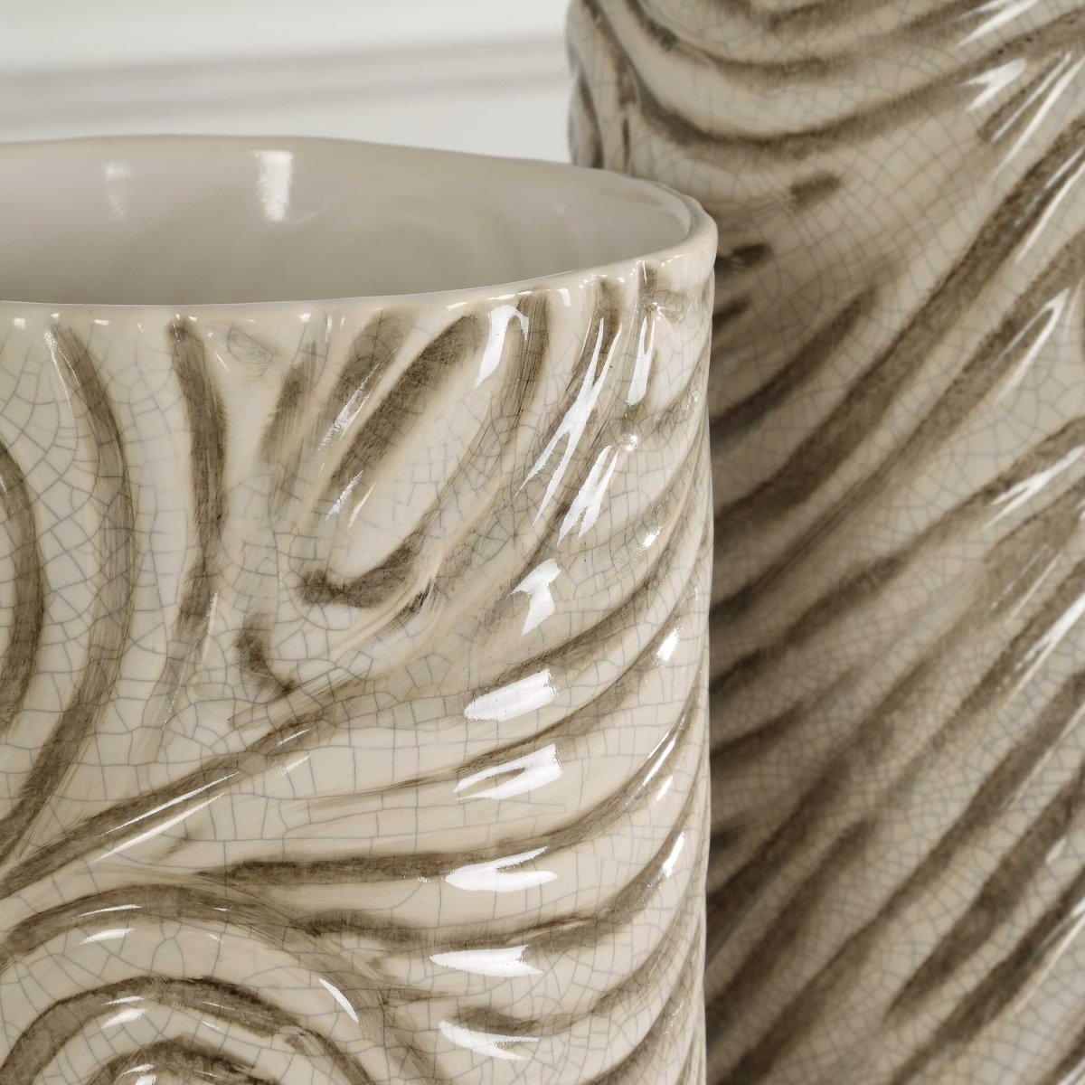 Timber Swirl Earth Tone Vases Set/2 - Uttermost - Vases by Modest Hut