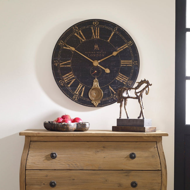 Bond Street 30" Black Wall Clock - Uttermost - Wall Clocks by Modest Hut
