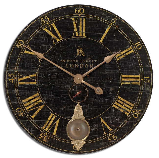 Bond Street 30" Black Wall Clock - Uttermost - Wall Clocks by Modest Hut